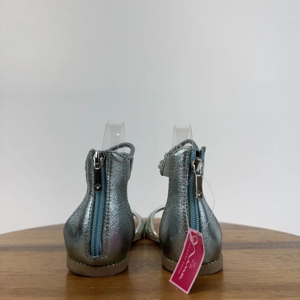 Big Kids Girls Nina Brianna Blue Metallic Strappy Sandals Size 3 Y GUC‎